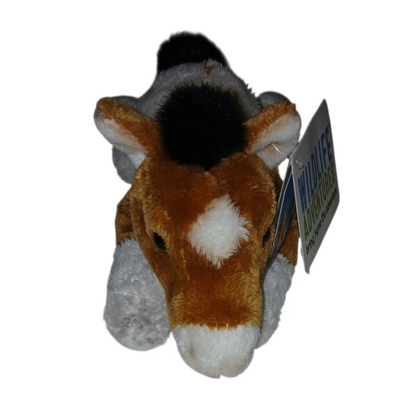 Wildlife Adventures Horse Plush 8" Beanbag Stuffed Animal Brown White Soft Toy - Picture 3 of 7